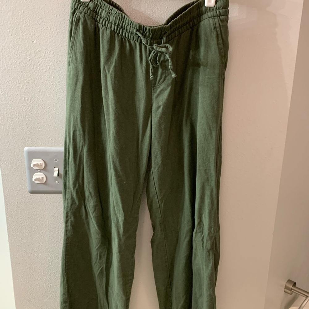 Olive green linen pants - size small